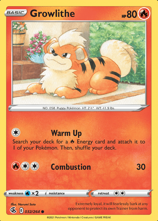 032/264 Growlithe - Fusion Strike - Volution Cards and Collectables