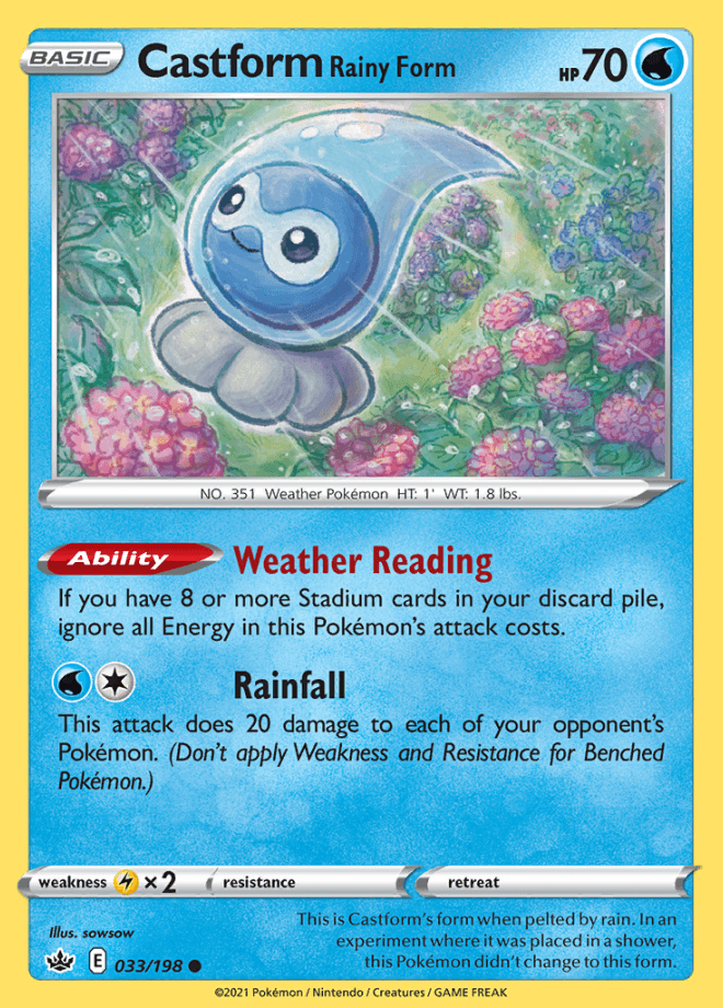 033/198 Castform Rainy Form - Chilling Reign - Volution Cards and Collectables