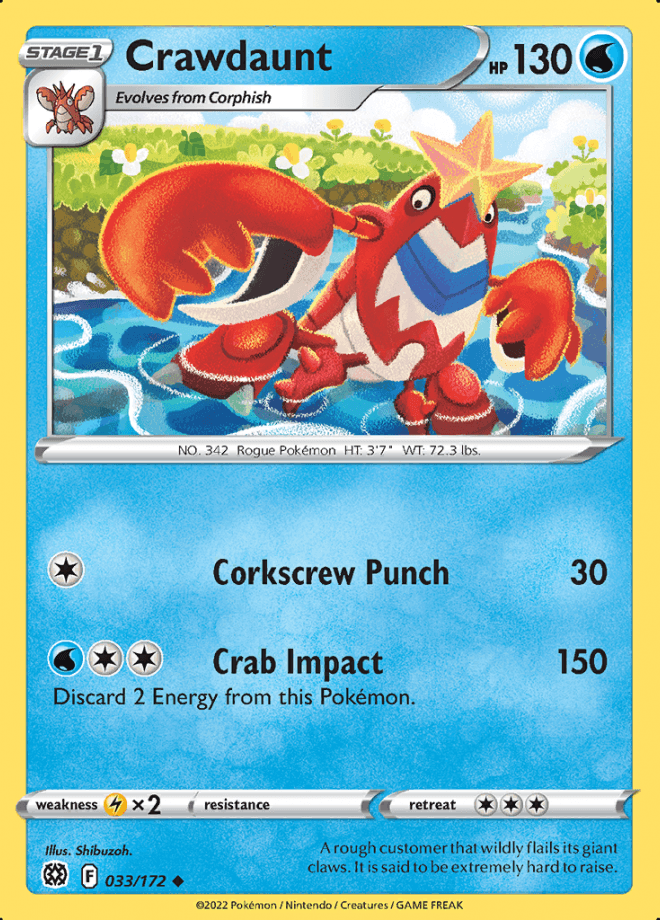 033/172 Crawdaunt - Brilliant Stars - Volution Cards and Collectables