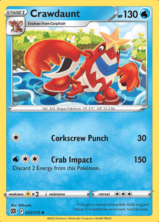 033/172 Crawdaunt - Brilliant Stars - Volution Cards and Collectables