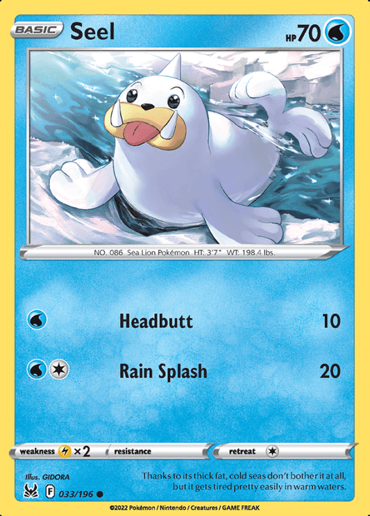 033/196 Seel - Lost Origin - Volution Cards and Collectables