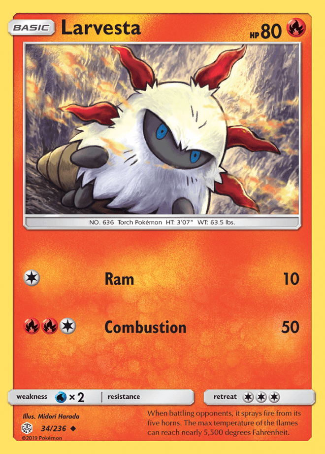 034/236 Larvesta - Cosmic Eclipse - Volution Cards and Collectables