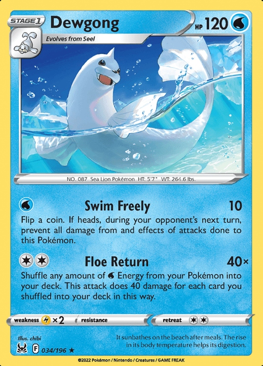 034/196 Dewgong - Lost Origin - Volution Cards and Collectables