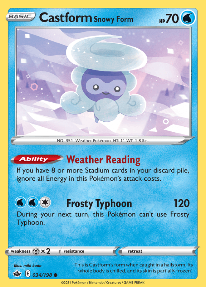 034/198 Castform Snowy Form - Chilling Reign - Volution Cards and Collectables