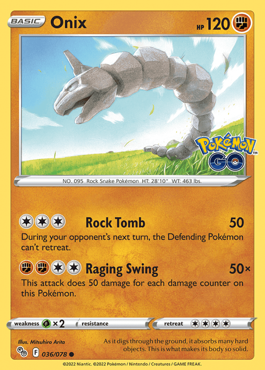 036/078 Onix - Pokemon GO - Volution Cards and Collectables