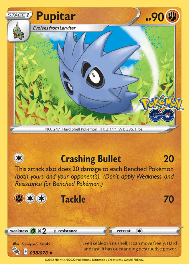 038/078 Pupitar - Pokemon GO - Volution Cards and Collectables