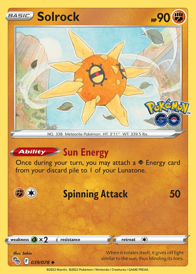 039/078 Solrock - Pokemon GO - Volution Cards and Collectables