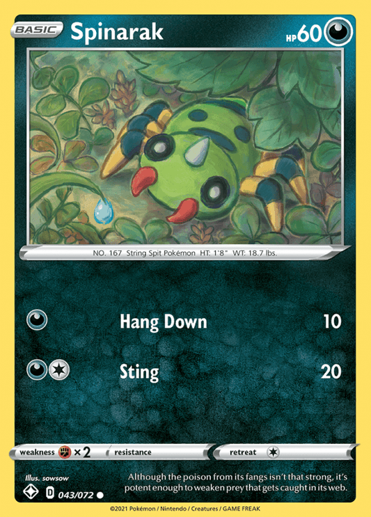 043/072 Spinarak - Shining Fates - Volution Cards and Collectables