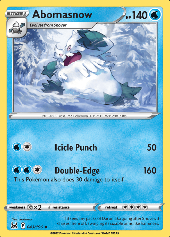 043/196 Abomasnow - Lost Origin - Volution Cards and Collectables