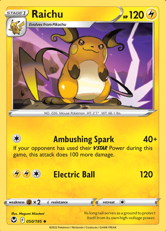 050/195 Raichu - Silver Tempest - Volution Cards and Collectables