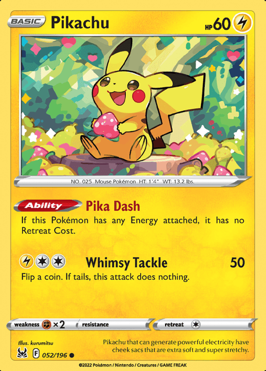 052/196 Pikachu - Lost Origin - Volution Cards and Collectables