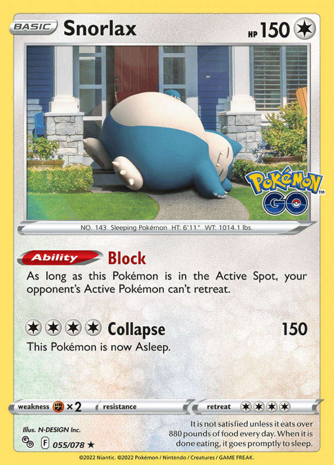 055/078 Snorlax Holo - Pokemon GO - Volution Cards and Collectables