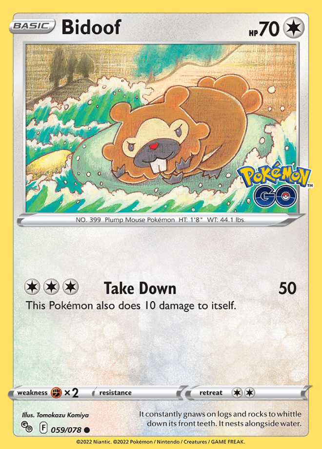 059/078 Bidoof - Pokemon GO - Volution Cards and Collectables