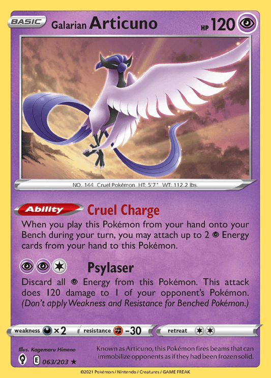 063/203 Galarian Articuno - Evolving Skies - Volution Cards and Collectables