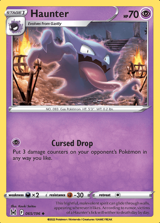 065/196 Haunter - Lost Origin - Volution Cards and Collectables