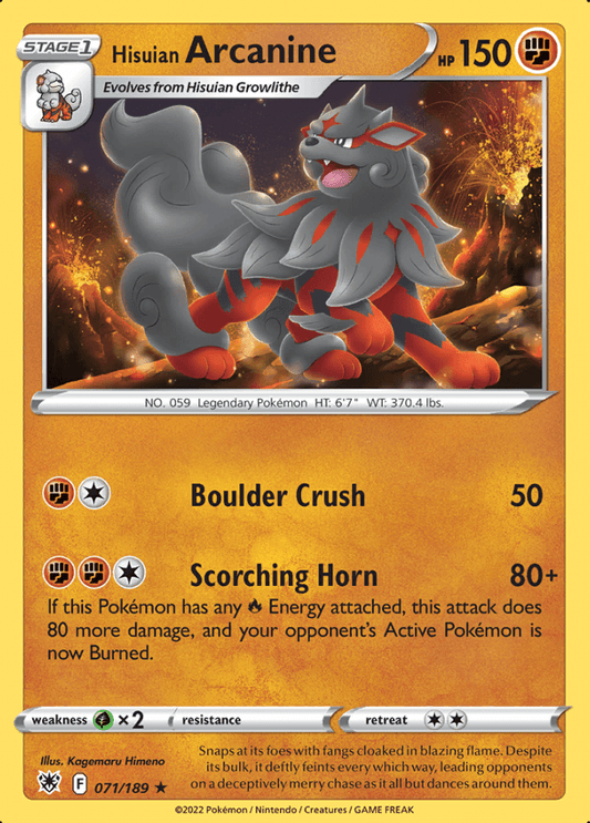 071/189 Hisuian Arcanine - Astral Radiance - Volution Cards and Collectables