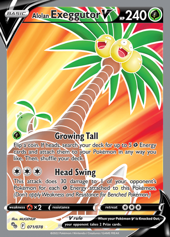 071/078 Alolan Exeggutor V Full Art - Pokemon GO - Volution Cards and Collectables