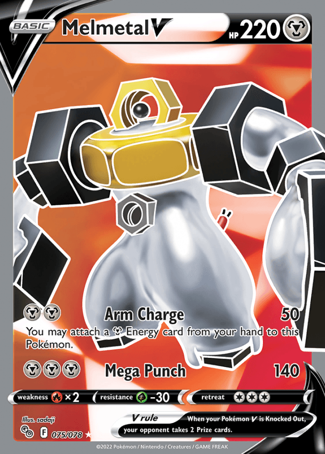 075/078 Melmetal V Full Art - Pokemon GO - Volution Cards and Collectables