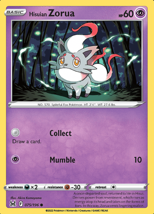 075/196 Hisuian Zorua - Lost Origin - Volution Cards and Collectables