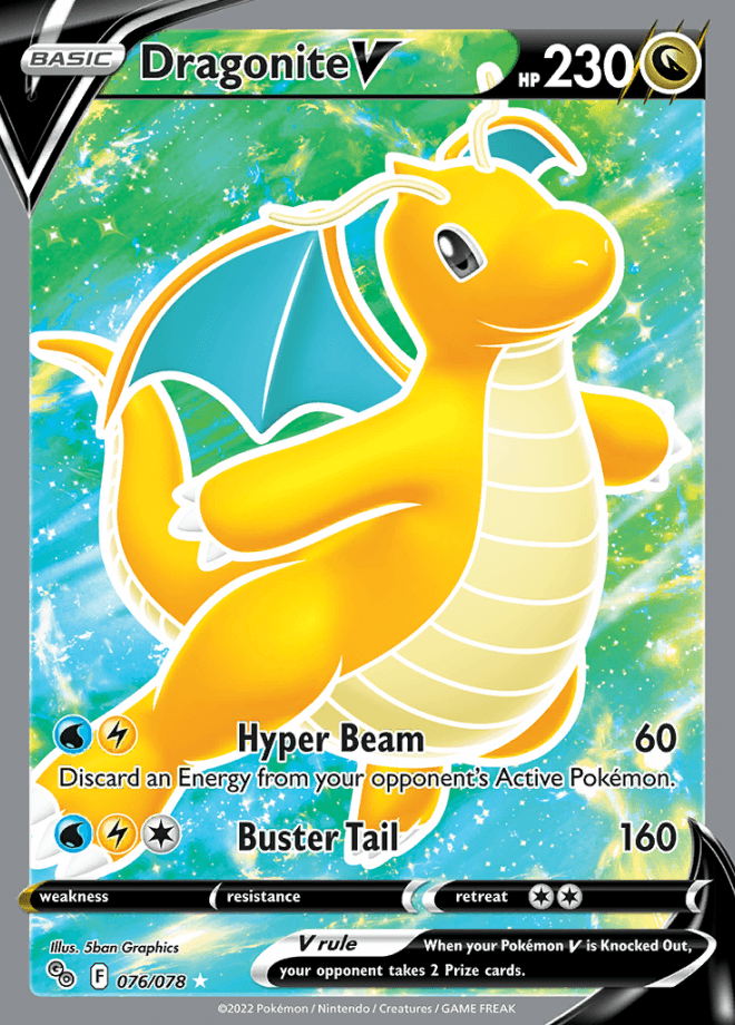 076/078 Dragonite V Full Art - Pokemon GO - Volution Cards and Collectables