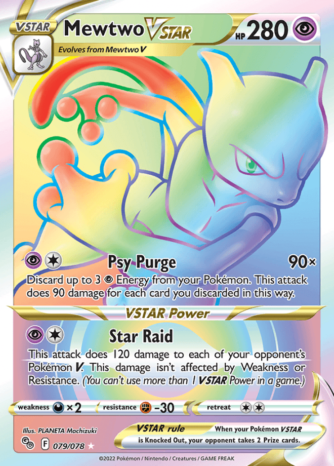 079/078 Mewtwo VSTAR Rainbow Rare - Pokemon GO - Volution Cards and Collectables