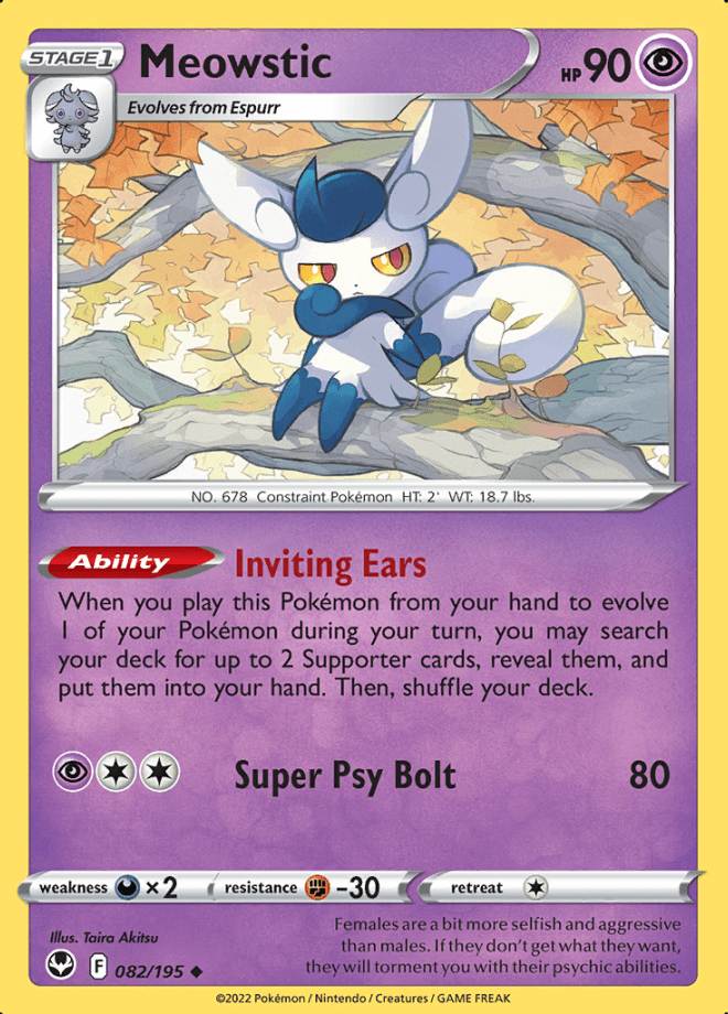 082/195 Meowstic - Silver Tempest - Volution Cards and Collectables