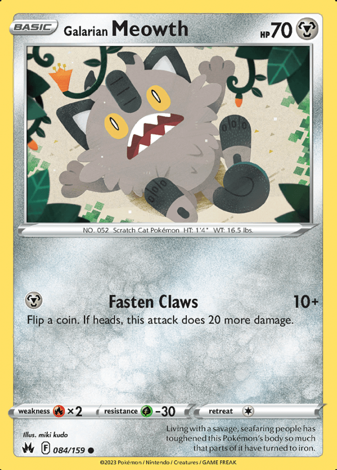 084/159 Galarian Meowth - Crown Zenith - Volution Cards and Collectables