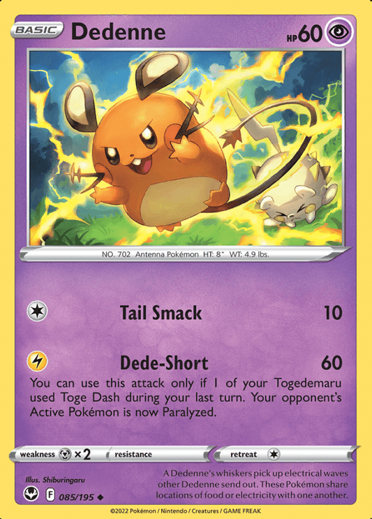 085/195 Dedenne - Silver Tempest - Volution Cards and Collectables