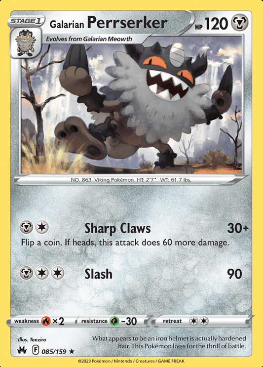 085/159 Galarian Perrserker - Crown Zenith - Volution Cards and Collectables