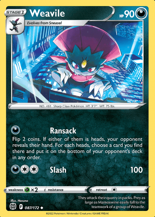 087/172 Weavile - Brilliant Stars - Volution Cards and Collectables