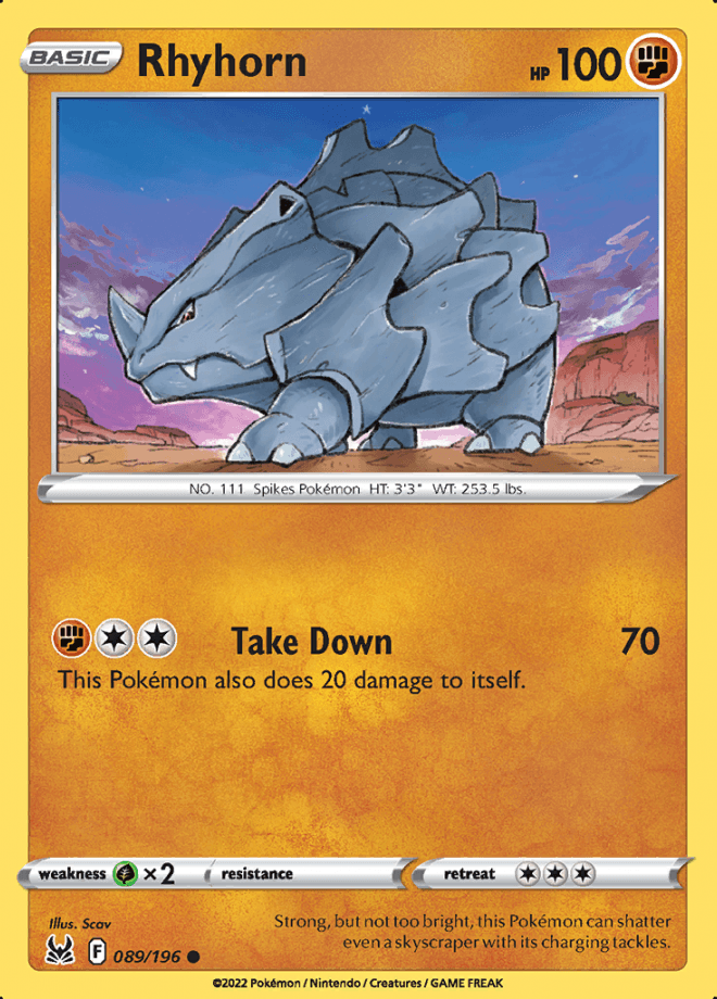 089/196 Rhyhorn - Lost Origin - Volution Cards and Collectables