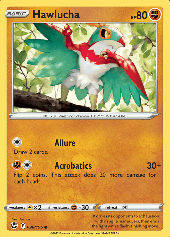 098/195 Hawlucha - Silver Tempest - Volution Cards and Collectables