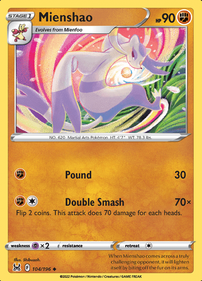 104/196 Mienshao - Lost Origin - Volution Cards and Collectables