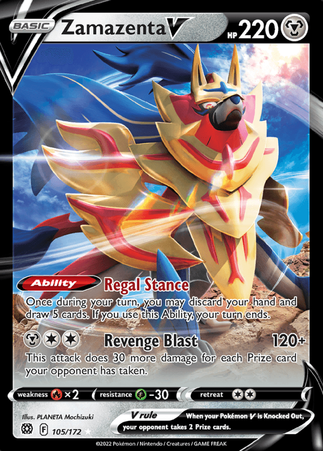 105/172 Zamazenta V - Brilliant Stars - Volution Cards and Collectables