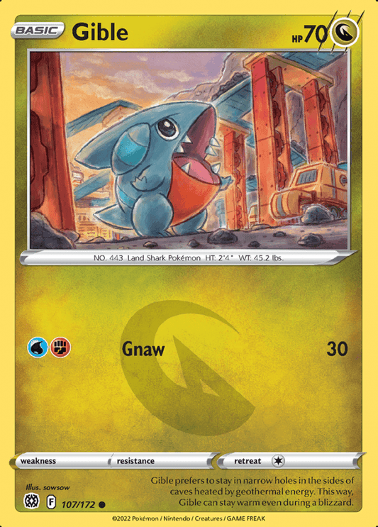 107/172 Gible - Brilliant Stars - Volution Cards and Collectables