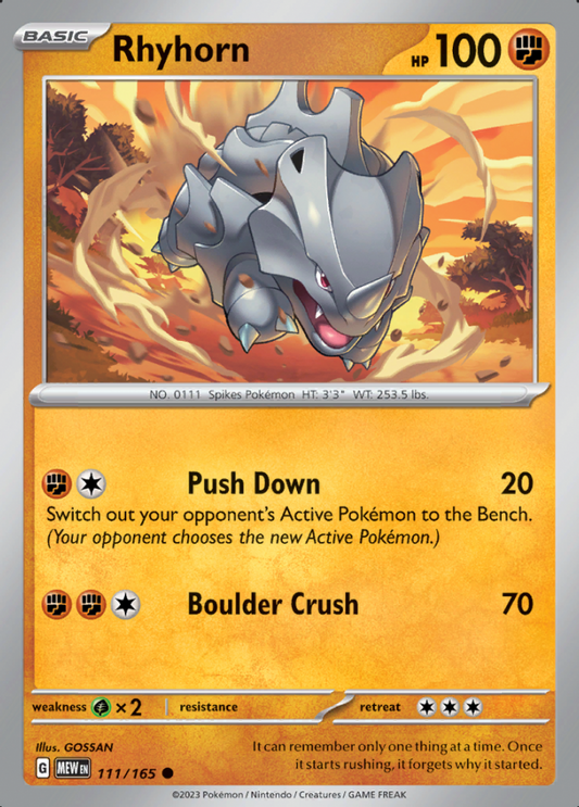 111/165 - Rhyhorn - Pokemon 151