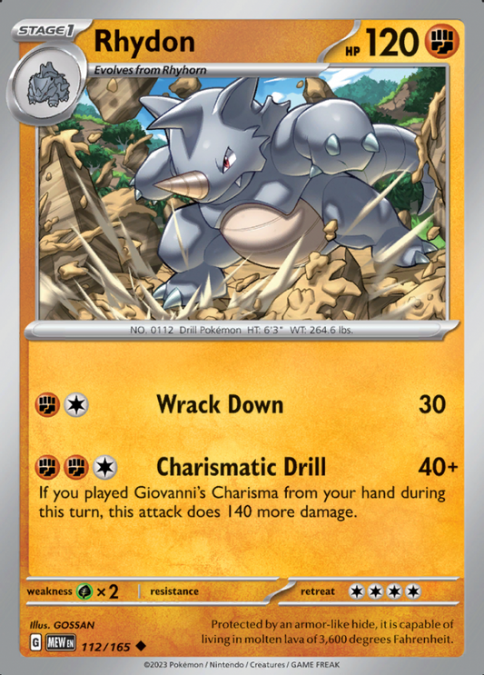 112/165 - Rhydon - Pokemon 151