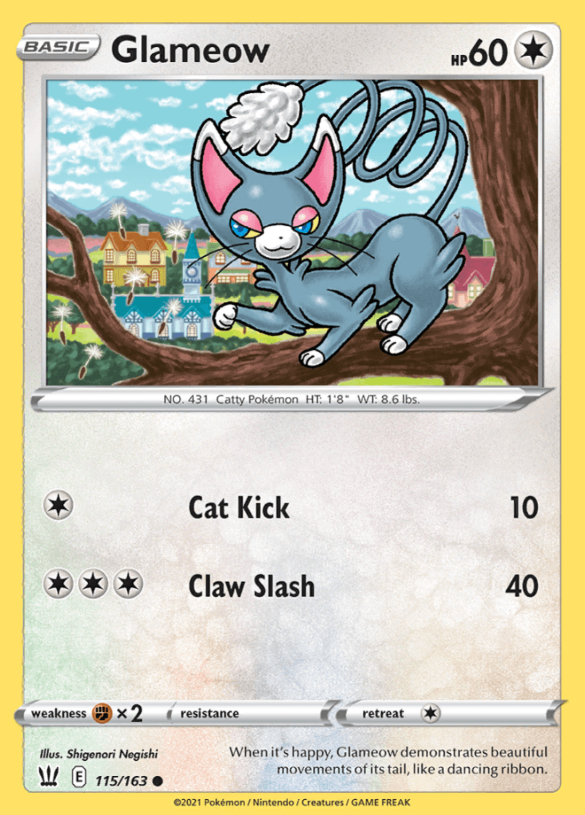 115/163 Glameow - Battle Styles - Volution Cards and Collectables