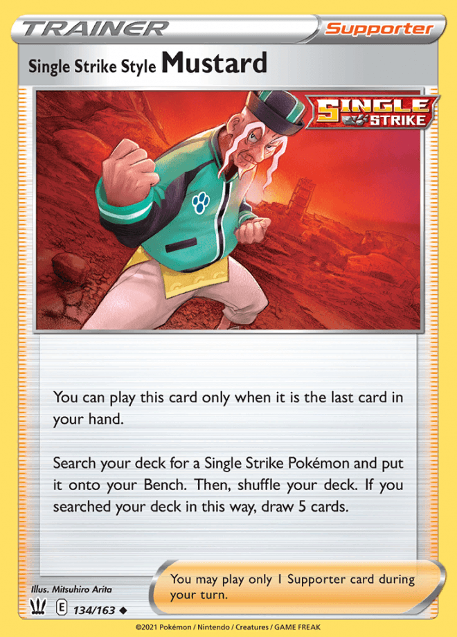 134/163 Single Strike Style Mustard - Battle Styles - Volution Cards and Collectables