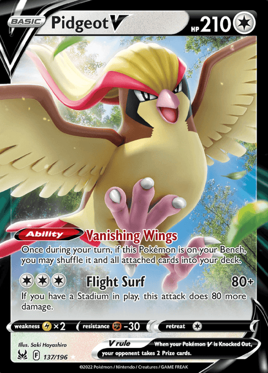 137/196 Pidgeot V - Lost Origin - Volution Cards and Collectables