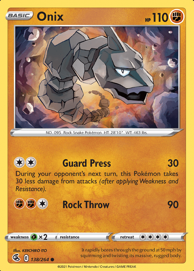 138/264 Onix - Fusion Strike - Volution Cards and Collectables