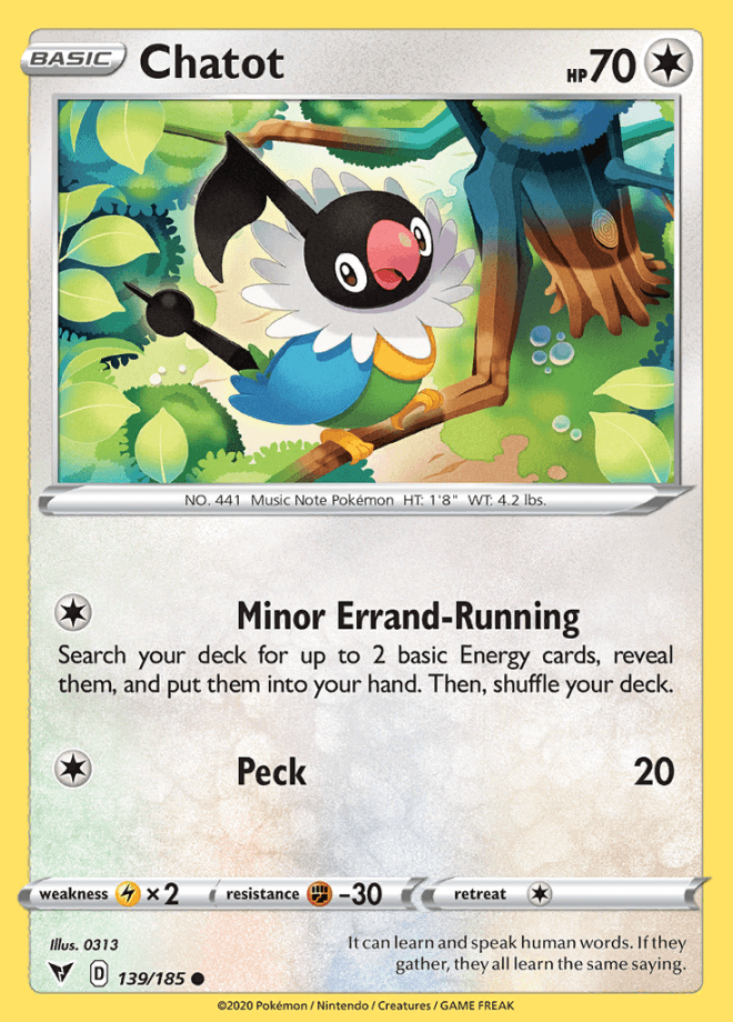 139/185 Chatot - Vivid Voltage - Volution Cards and Collectables