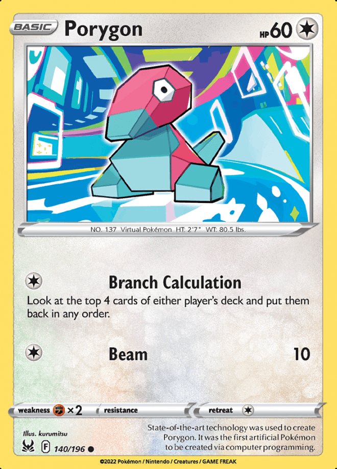 140/196 Porygon - Lost Origin - Volution Cards and Collectables