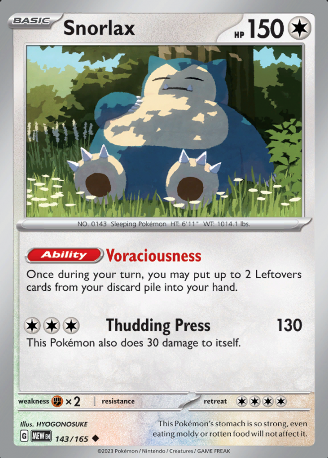 143/165 - Snorlax - Pokemon 151