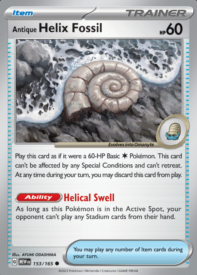 153/165 - Antique Helix Fossil - Pokemon 151