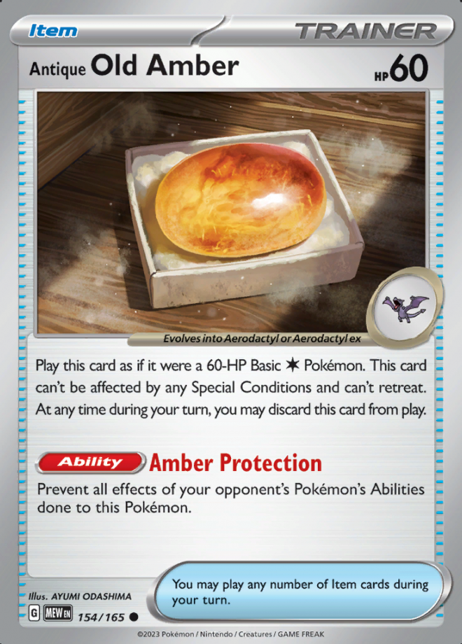 154/165 - Antique Old Amber - Pokemon 151