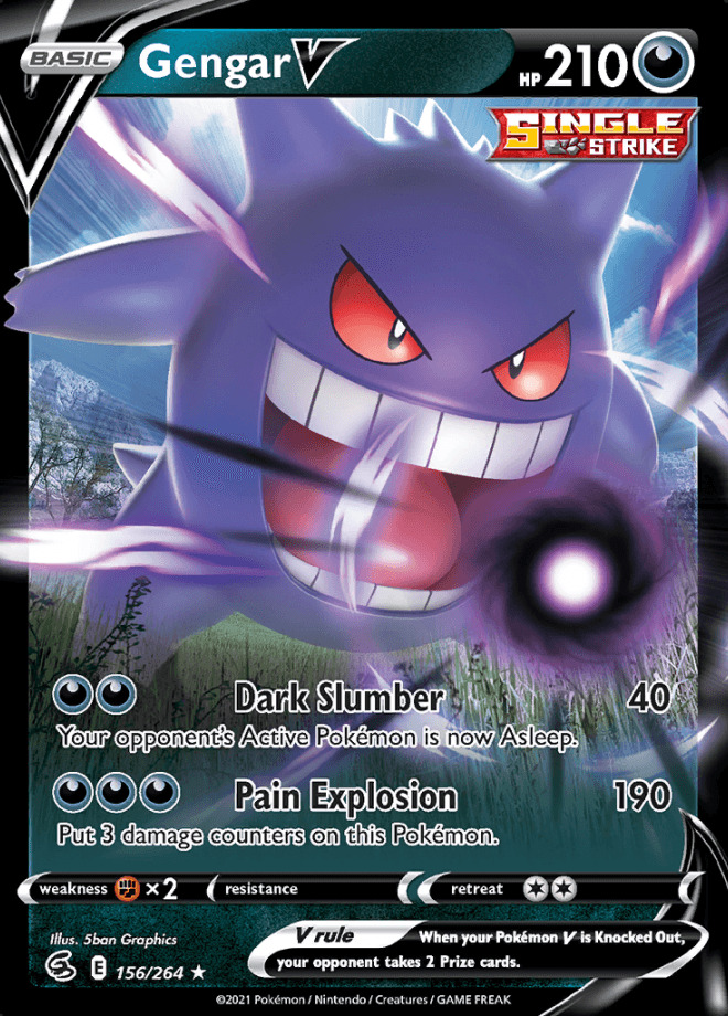 156/264 Gengar V - Fusion Strike - Volution Cards and Collectables