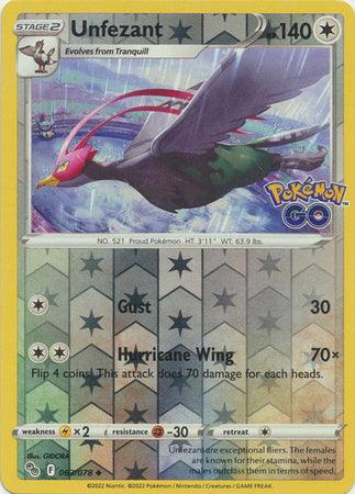 063/078 Unfezant RH - Pokemon GO - Volution Cards and Collectables