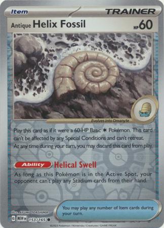 153/165 - Antique Helix Fossil RH - Pokemon 151