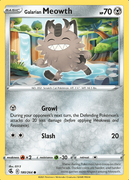 180/264 Galarian Meowth - Fusion Strike - Volution Cards and Collectables